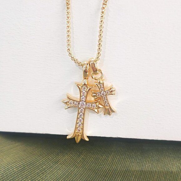 Gold Cross Necklace for Women 14K Gold Plated Dainty Pendant Religious Jewelry - Picture 4 of 8